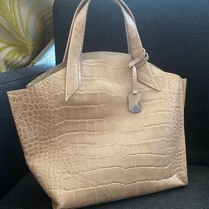 Furla Small Saffiano Beige Tan Leather Tote Bag Handbag